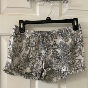 Floral Black and White Shorts